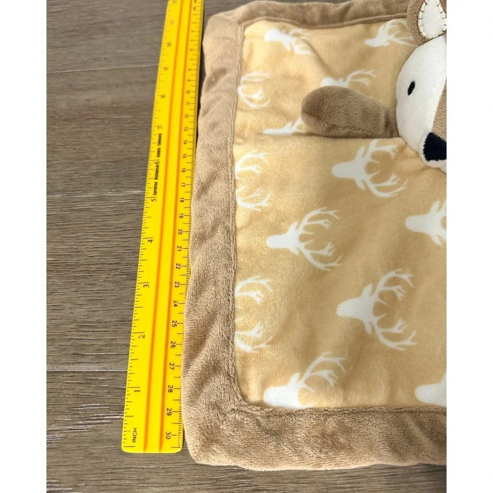Levtex Baby Deer Lovey Security Blanket Plush Tan White Antler Print Woodland